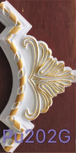 PU - Hard Cornice Color White & Gold PU202G 300mm